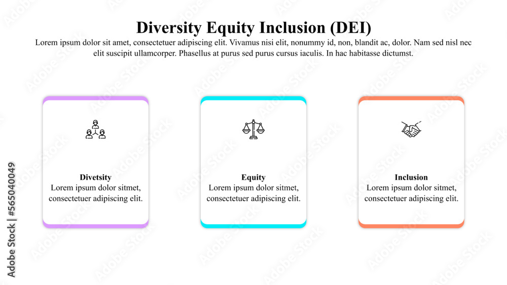 Fototapeta premium Infographic template of diversity, equity, and inclusion.