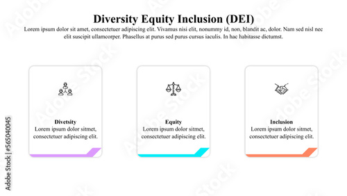 Infographic template of diversity, equity, and inclusion.