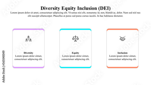 Infographic template of diversity, equity, and inclusion.