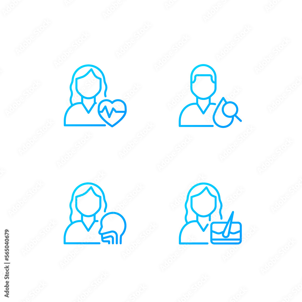 Doctor appointment pixel perfect gradient linear vector icons set. Otorhinolaryngology and cardiology. Diagnostics. Thin line contour symbol designs bundle. Isolated outline illustrations collection Doctor appointment pixel perfect gradient linear vector icons set. Otorhinolaryngology and cardiology. Diagnostics. Thin line contour symbol designs bundle. Isolated outline illustrations collection