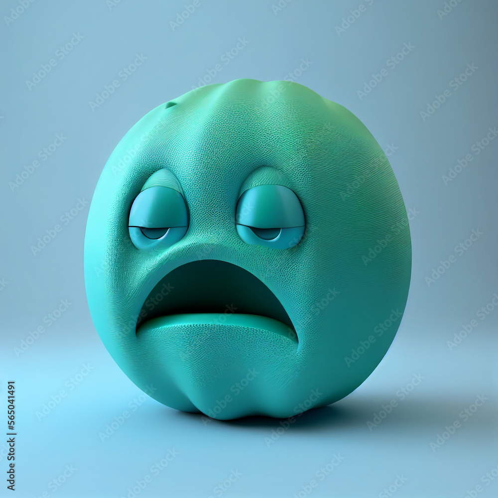 Fototapeta premium 呆れや疲労や眠気のコンセプト。うんざりした顔のかわいい3Dキャラクター。ジェネレーティブAI