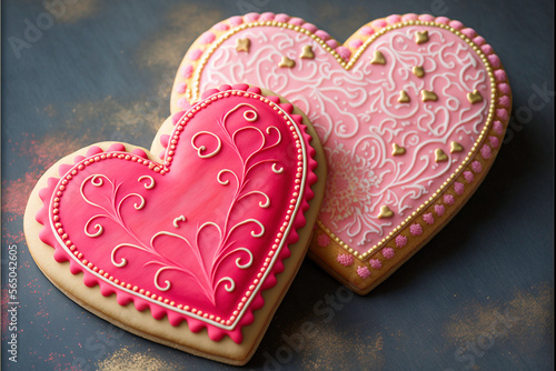Valentine's Day heart Holiday Sugar Cookies generative ai