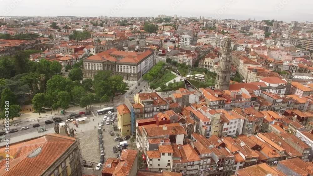 Aerial View of Clerigos Tower in Oporto Portugal Aerial View of Clerigos Tower in Oporto Portugal