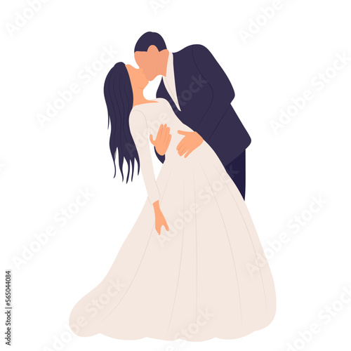 bride and groom in flat style  wedding isolated