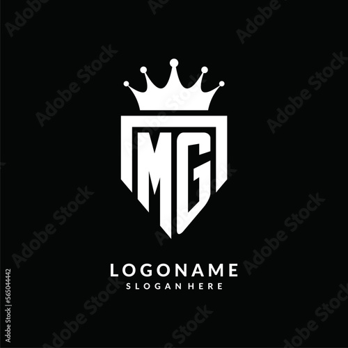 Letter MG logo monogram emblem style with crown shape design template