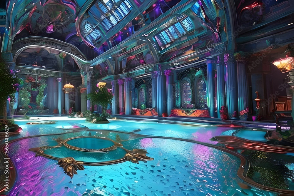 Luxury Aquarium style blue interior