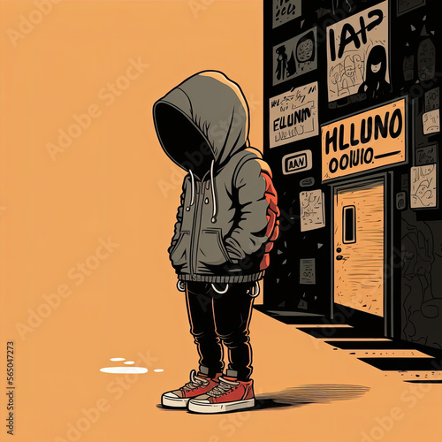 Hype Beast Cartoon Design featuring a lone figure wearing  sneakers in an Urban Style photo