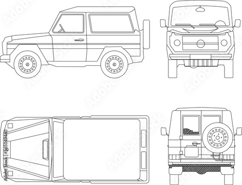 Vector illustration sketch of 4wd mountain adventure car
