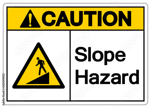 Caution Slope Hazard Symbol Sign,Vector Illustration, Isolate On White Background Label. EPS10