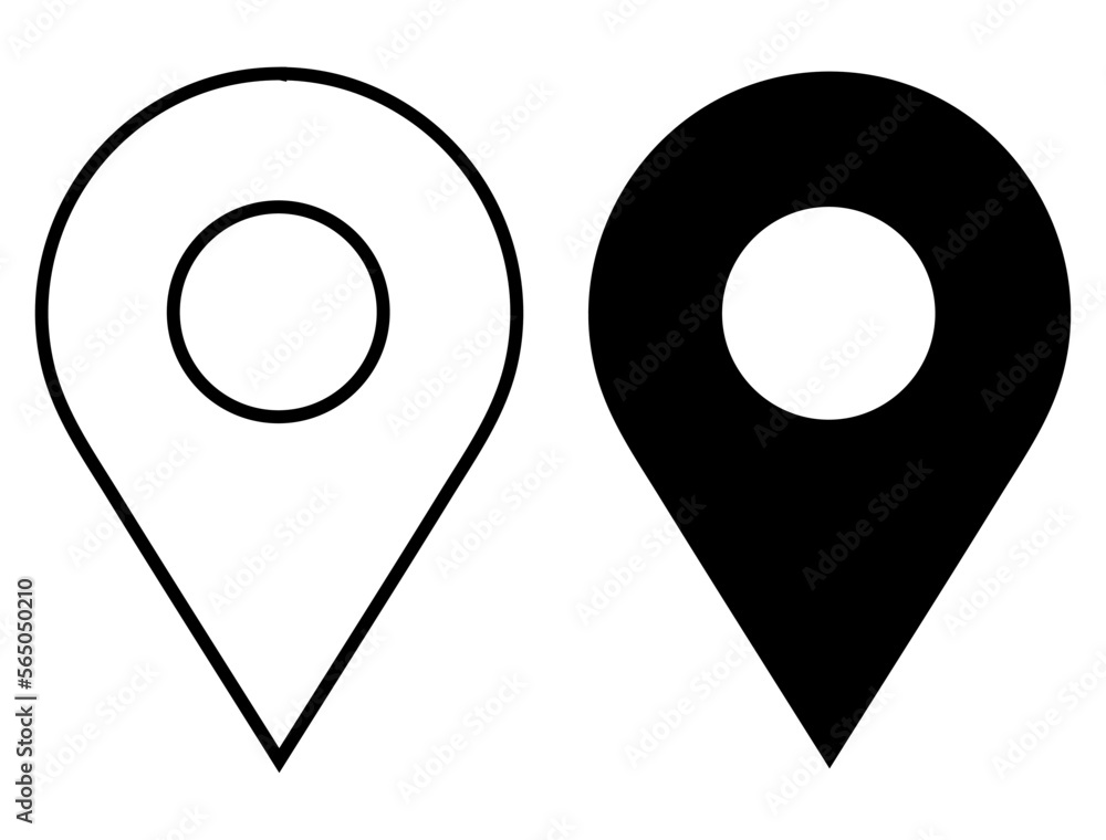 gps location icon in black and white color on black background. Location pin icon. Map pin place marker. Location icon. Map marker pointer icon set. GPS location symbol collection. Flat style - stock gps location icon in black and white color on black background. Location pin icon. Map pin place marker. Location icon. Map marker pointer icon set. GPS location symbol collection. Flat style - stock