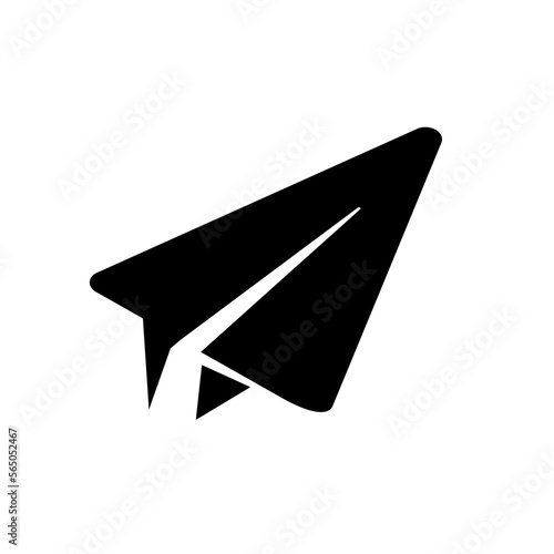 Paper airplane silhouette icon. E-mail send silhouette. Vector.