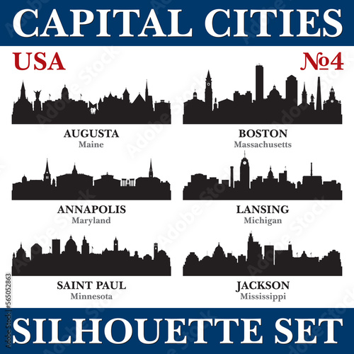 Capital cities silhouette set. USA. Part 4