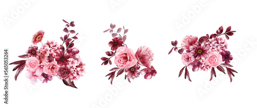 Floral bouquet watercolor vector background #565053264