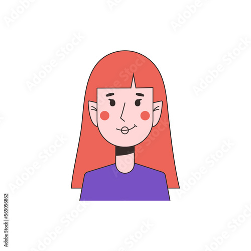 Colored female avatar isolated on a white background. Profile picture icon. Female face. Cute cartoon modern simple design.