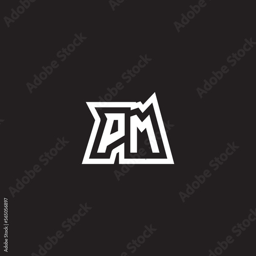 PM black and white esport abstract concept initial logo gaming ideas