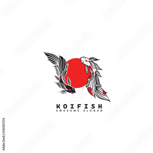 Fish koi logo and symbol vector image	