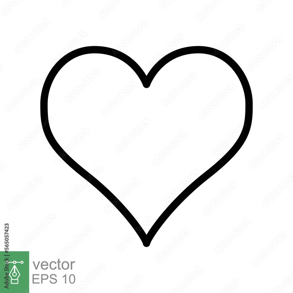Heart icon. Simple outline style. Love logo, feeling, romance, weeding decoration, like, emotion concept. Black thin line symbol. Vector illustration design isolated on white background. EPS 10.