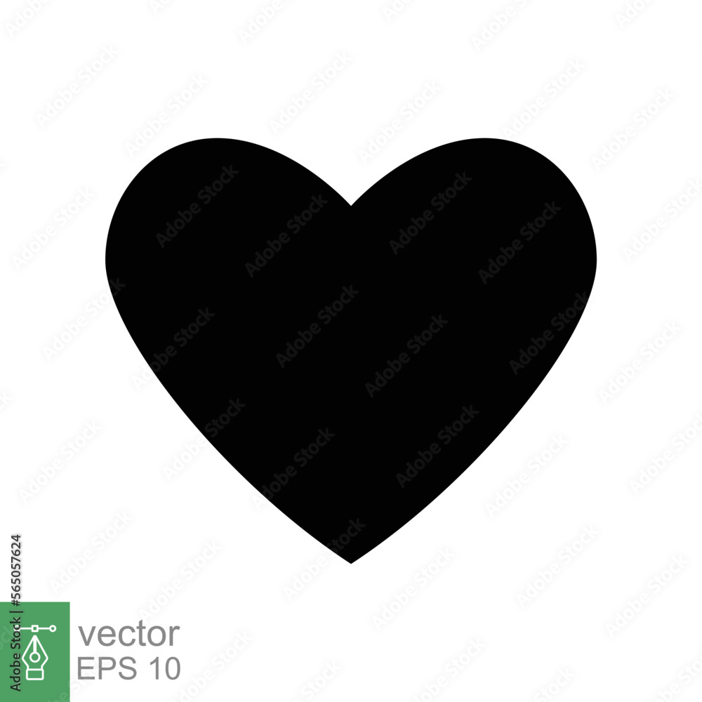 Heart icon. Simple flat style. Love logo, feeling, romance, weeding decoration, like, emotion concept. Black silhouette, glyph symbol. Vector illustration design isolated on white background. EPS 10. Heart icon. Simple flat style. Love logo, feeling, romance, weeding decoration, like, emotion concept. Black silhouette, glyph symbol. Vector illustration design isolated on white background. EPS 10.
