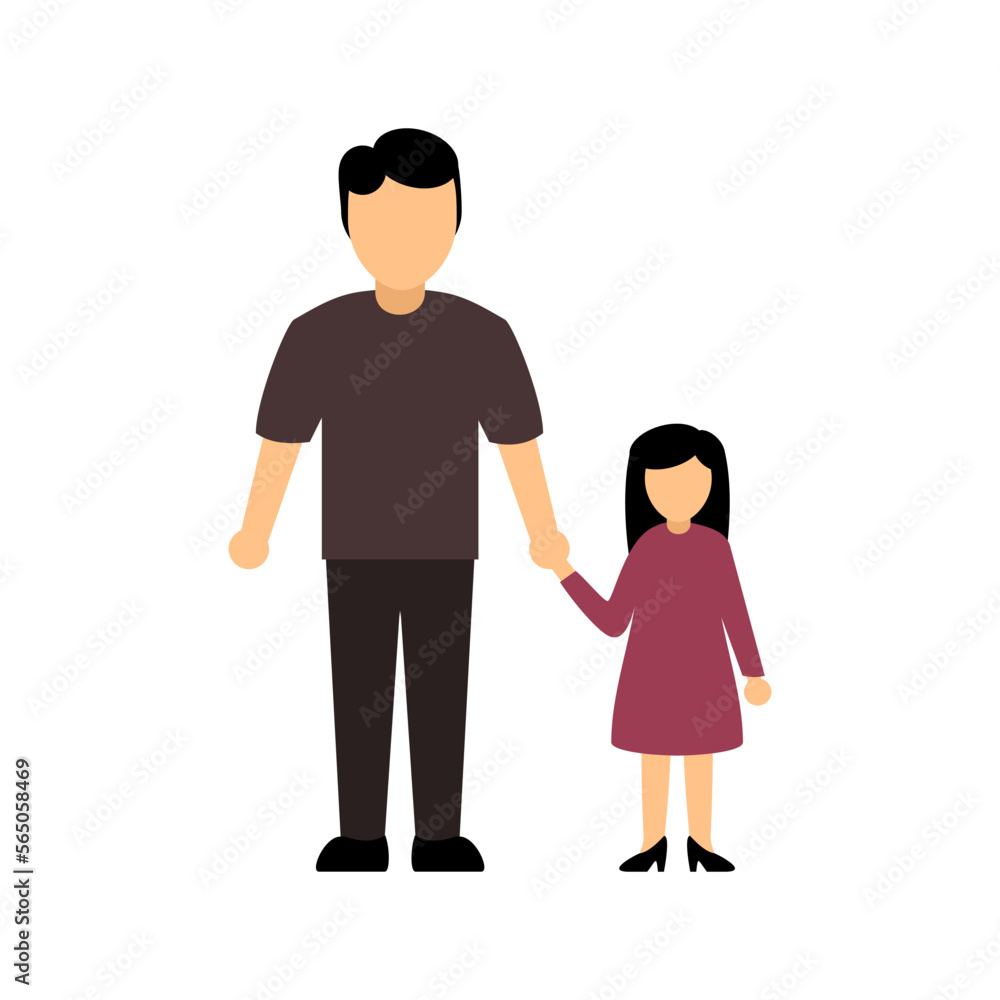 Father holding daughter flat graphic design element. Happy father's day. Vector illustration Father holding daughter flat graphic design element. Happy father's day. Vector illustration