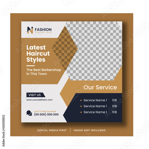 Vector modern barbershop or haircut social media post banner template
