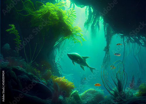 Ocean coral reef underwater. Sea world under water background. AI Generated © YuliiaMazurkevych