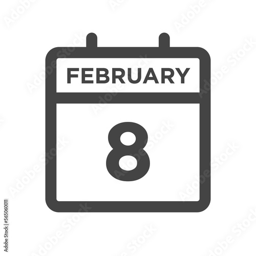 February 8 Calendar Day or Calender Date for Deadlines or Appointment photo