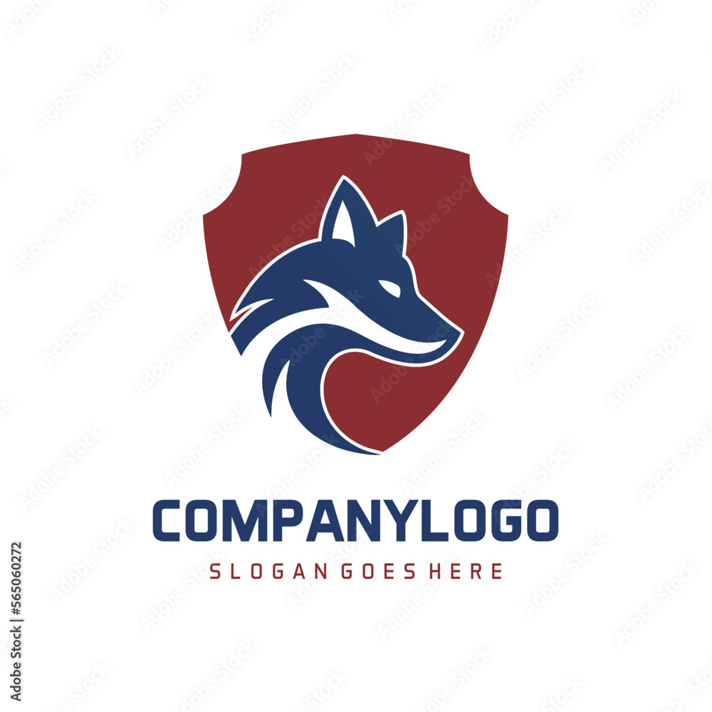 fox head with shield design vector fox head with shield design vector