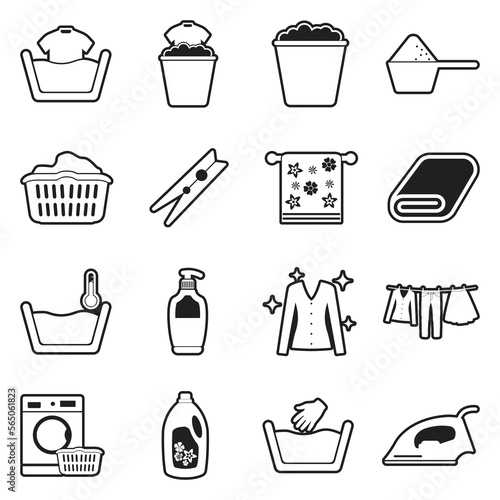 Laundry Icons. Line With Fill Design. Vector Illustration.