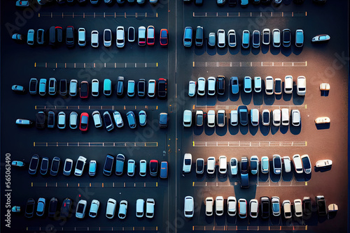 Luftaufnahme eines vollen Parkplatzes created with Generative AI Technologies