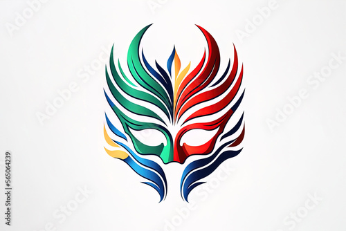 Minimalist Mask, Abstract Line Logo for Venice Carnival Mask with a Well-Composed, Stylish and Minimalist Design. Ai generated art