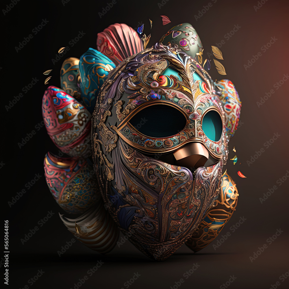 Stunning Image of a Venice Carnival Mask in the Shape of a Matrioshka. Ai generated art