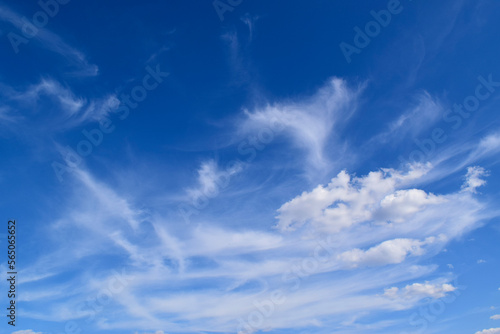 Panorama Blue sky and white clouds. Fluffy cloud in the blue sky background