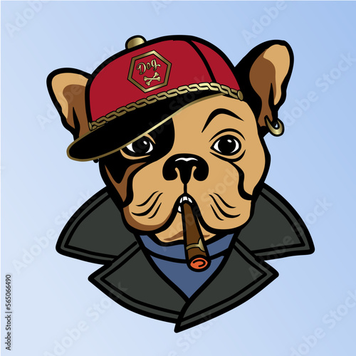 Vector illustration of dog in trendy flat style. For logo, symbol and fashion print. 