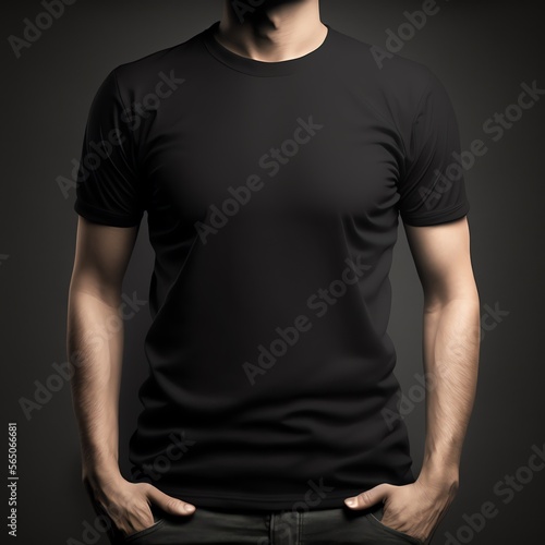 Black T-Shirt front, Mock up template for design print