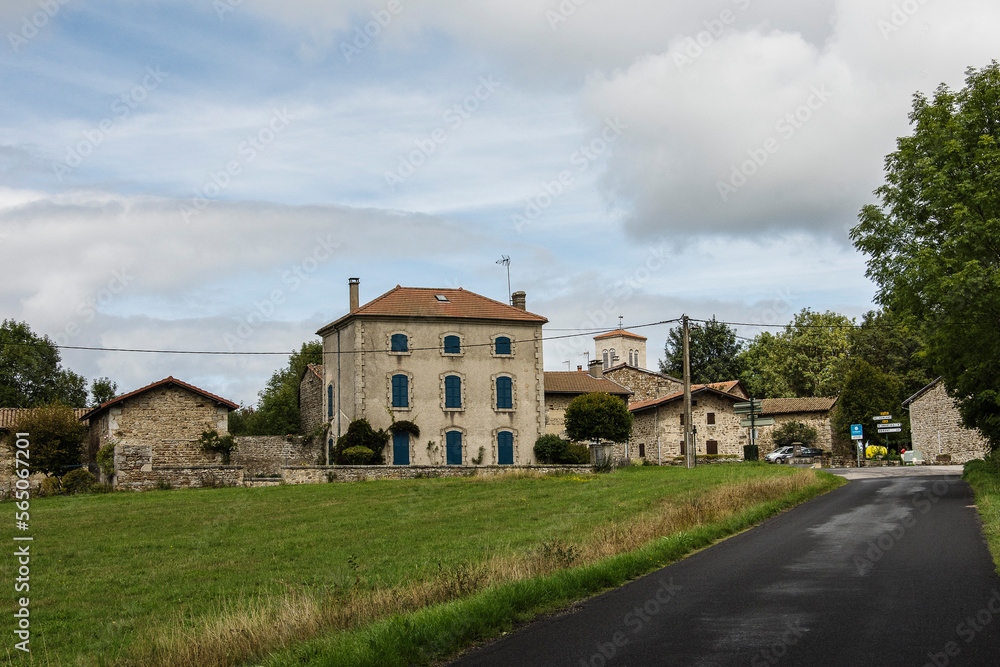 typical farm house in a small village in the French region of the Auvergne