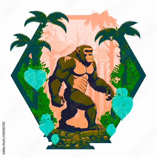 Gorilla im Dschungel, Illustration