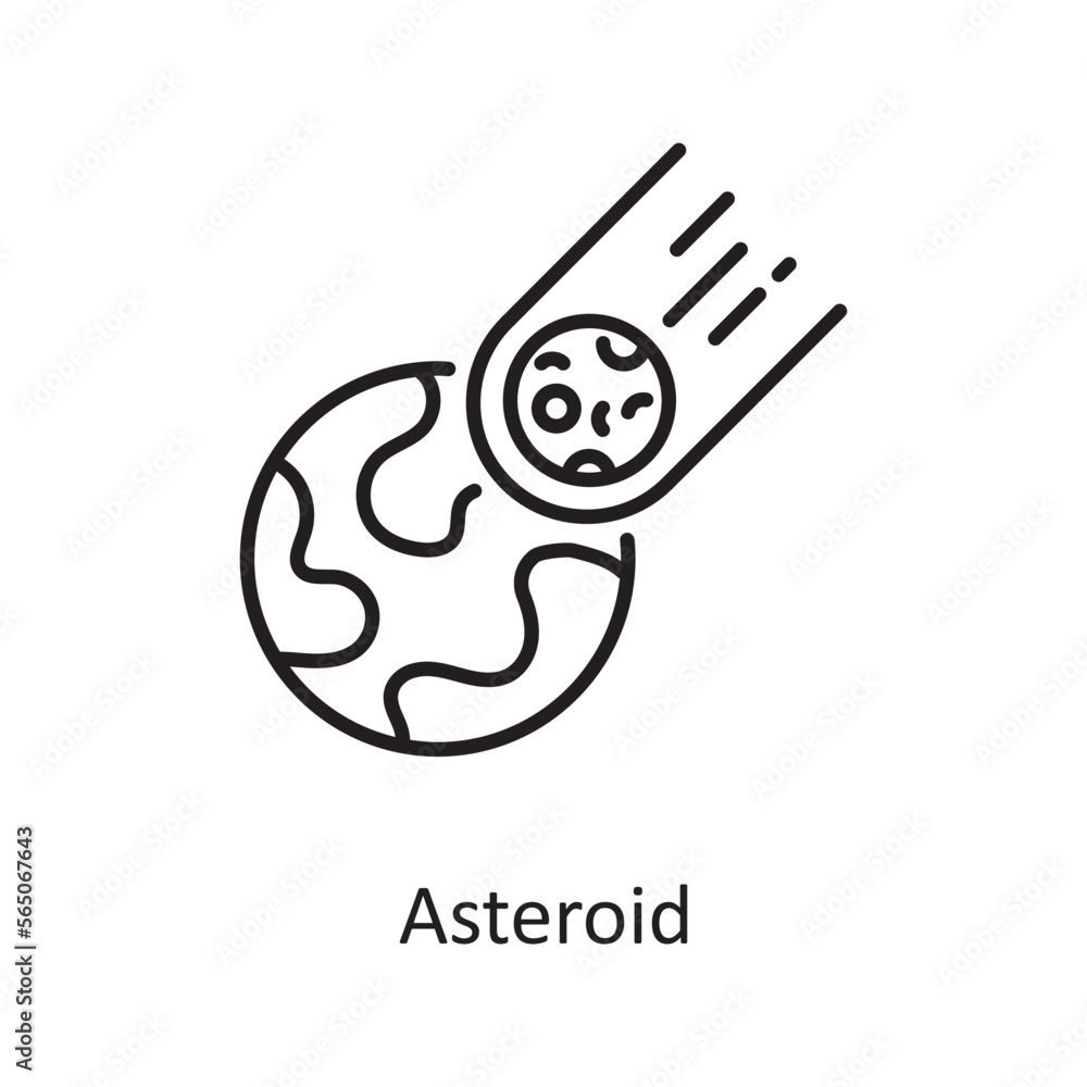 Obraz premium Asteroid Vector Outline Icon Design illustration. Space Symbol on White background EPS 10 File