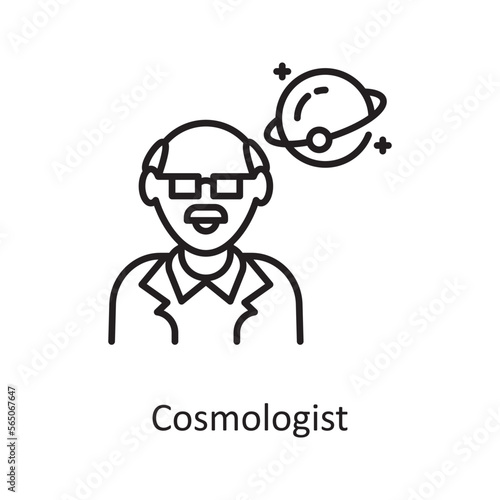 Cosmologist Vector Outline Icon Design illustration. Space Symbol on White background EPS 10 File