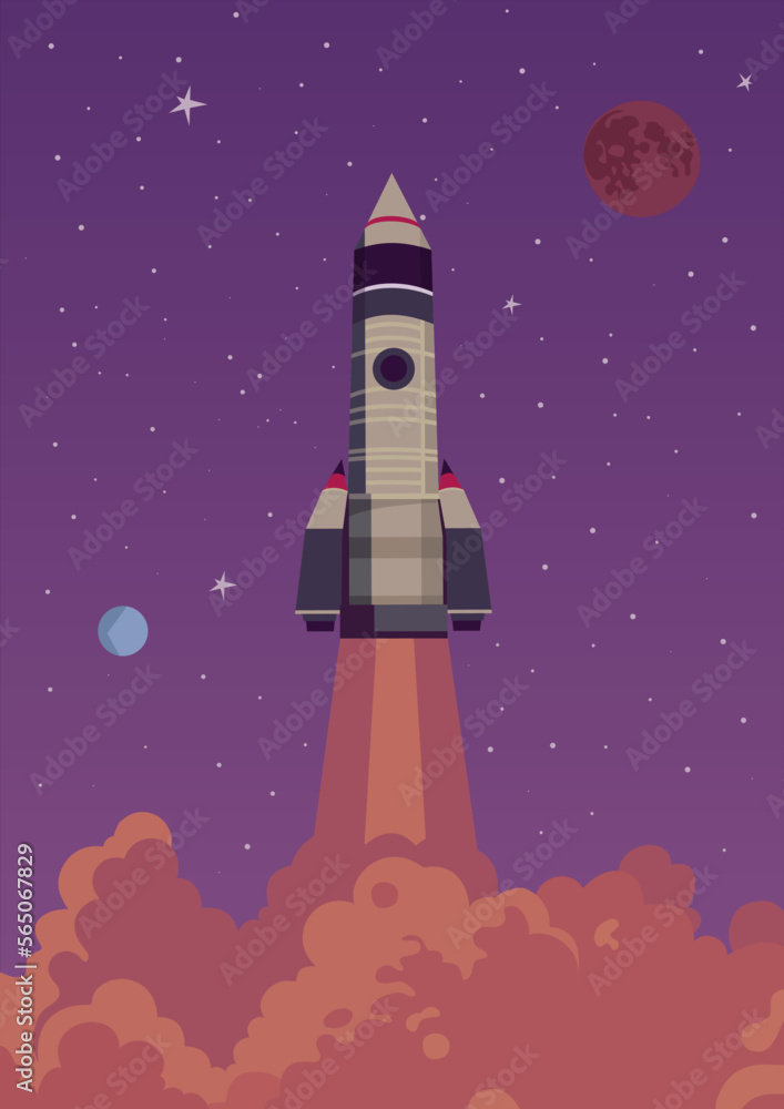 Spaceship launch to outer space, cosmos exploring concept. Space rocket launch. Spaceship launch to outer space, cosmos exploring concept. Space rocket launch.