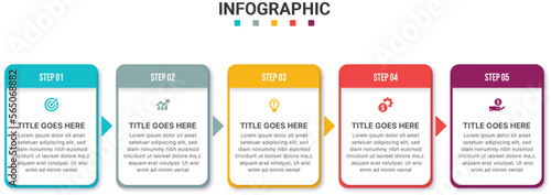 Five 5 Steps Options Timeline Business Infographic Template Design