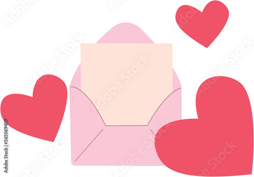 Valentine's day greeting. Cute Love letter vector with hearts