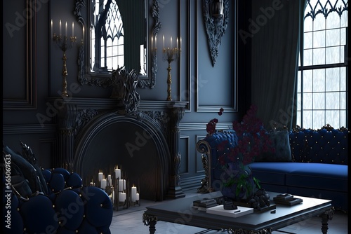Gothic Meets Contemporary living room, mix of traditional and contemporary styles Fototapet