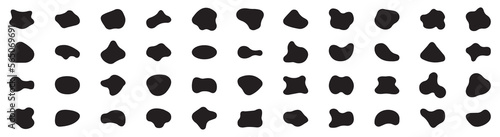 Blob shape organic set. Fluid black blob shape vector for abstract design.Irregular random minimal blob form. Abstract watery forms template. Organic blobs set icon on white background.