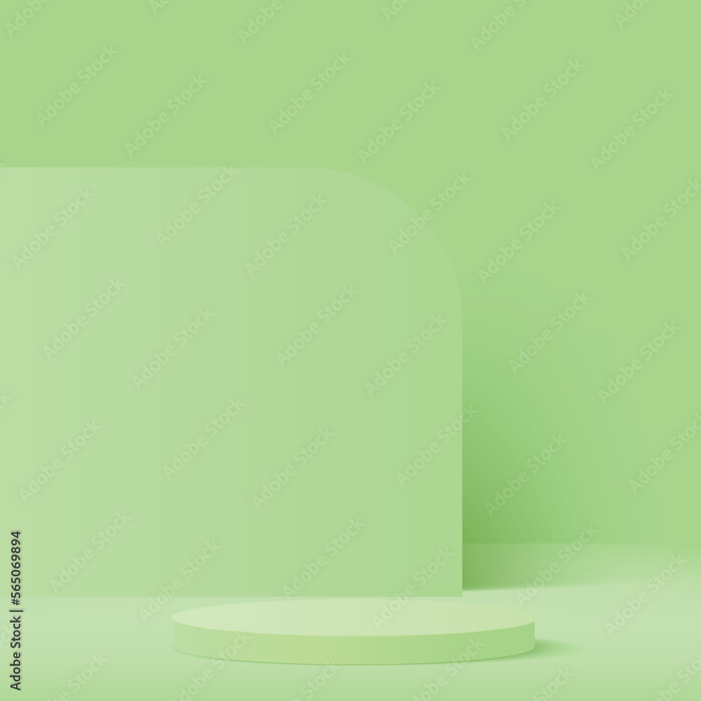 Abstract background with green color geometric 3d podiums. Vector