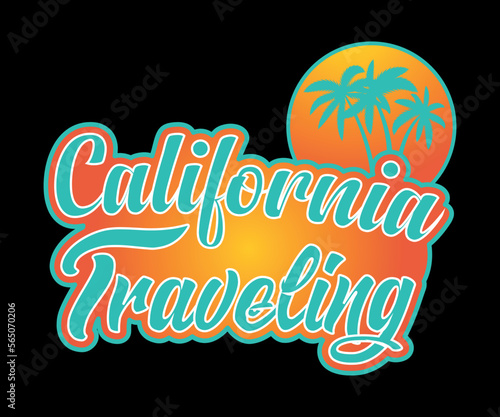Typography California traveling t-shirt design.