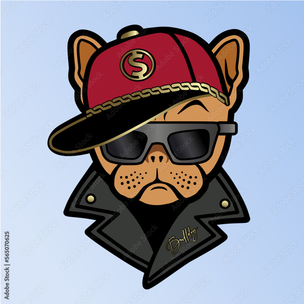 Vector illustration of  dog in trendy flat style. For logo, symbol and fashion print.
