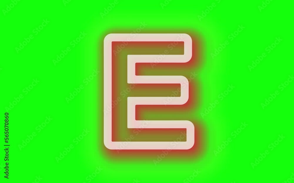 3D red color neon letter E with stop motion effect, 3d latter of E animated in white color neon, 3d neon latter of E on green screen background 3D red color neon letter E with stop motion effect, 3d latter of E animated in white color neon, 3d neon latter of E on green screen background