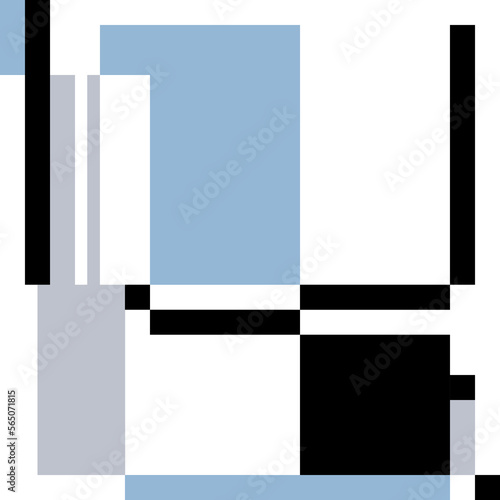 Light blue rectangle and black geometric elements. Abstract Geometric Composition. Avant-Garde graphic style design. Vector illustration on a white background. © Tatiana