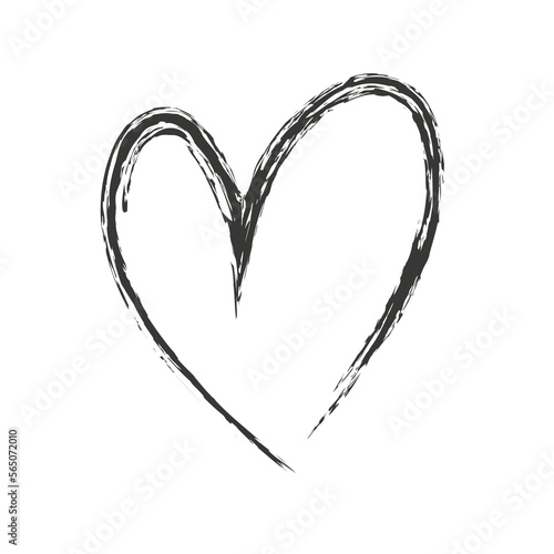 Hand painted heart. Vector black heart symbol.