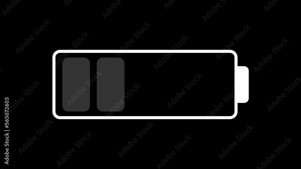 Video animation of a battery charge - battery level Video animation of a battery charge - battery level